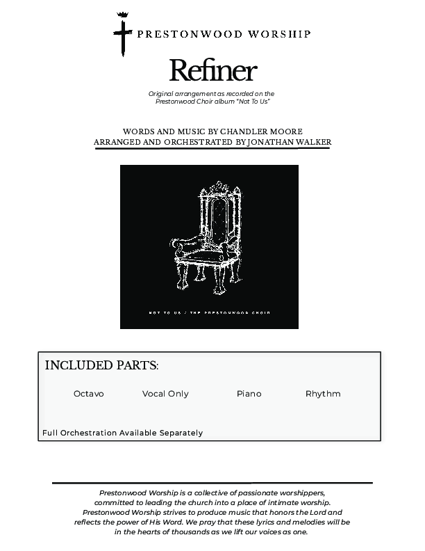 Refiner (Choral Anthem) Cover Sheet (Prestonwood Choir / Arr. Jonathan Walker)