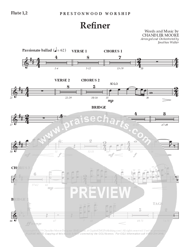 Refiner (Choral Anthem SATB) Flute 1/2 (Prestonwood Worship / Prestonwood Choir / Arr. Jonathan Walker)