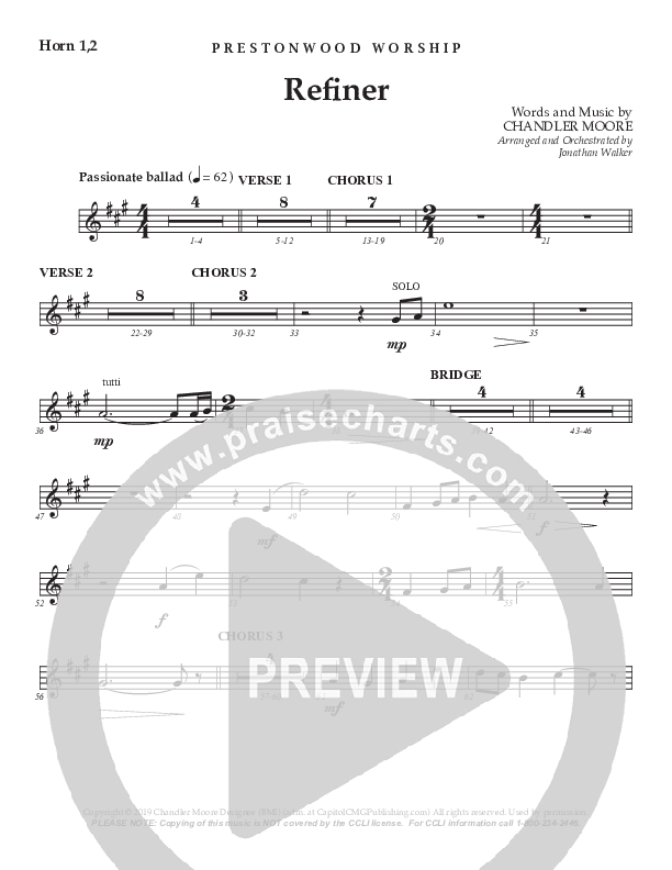 Refiner (Choral Anthem SATB) French Horn 1/2 (Prestonwood Worship / Prestonwood Choir / Arr. Jonathan Walker)