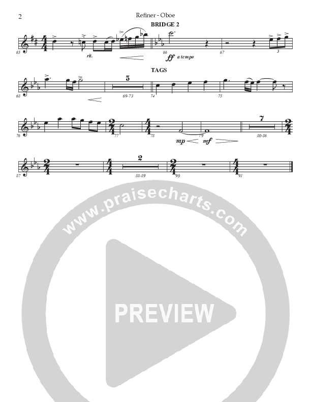 Refiner (Choral Anthem SATB) Oboe (Prestonwood Worship / Prestonwood Choir / Arr. Jonathan Walker)