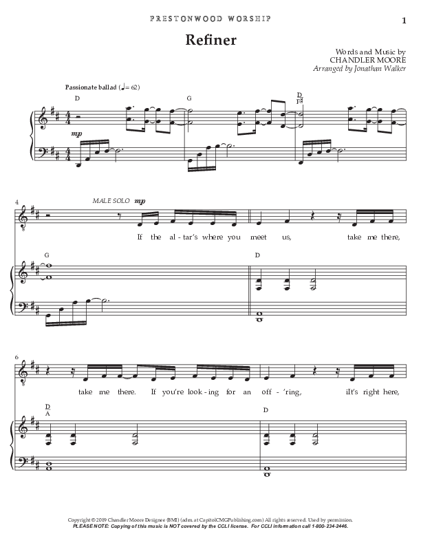 Refiner (Choral Anthem SATB) Octavo (Vocals & Piano) (Prestonwood Choir / Arr. Jonathan Walker)