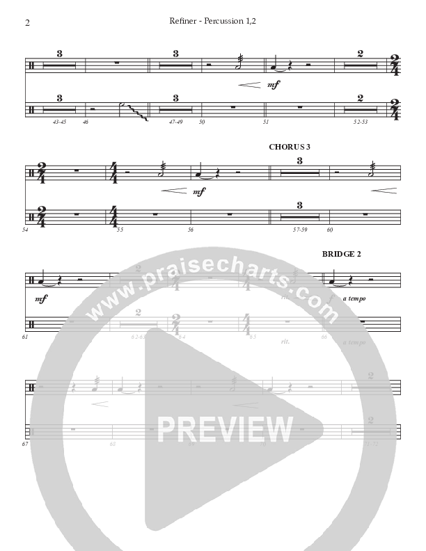 Refiner (Choral Anthem SATB) Percussion 1/2 (Prestonwood Worship / Prestonwood Choir / Arr. Jonathan Walker)