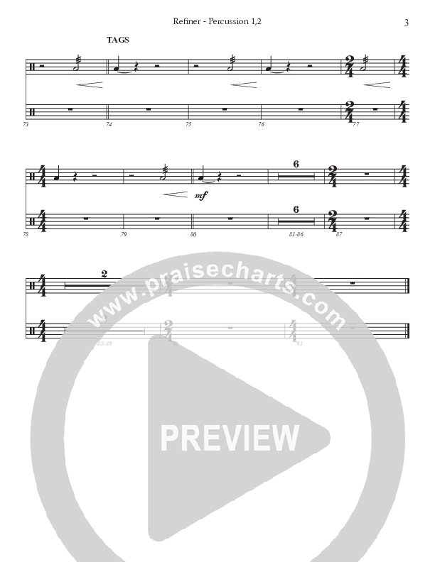 Refiner (Choral Anthem) Percussion 1/2 (Prestonwood Choir / Arr. Jonathan Walker)