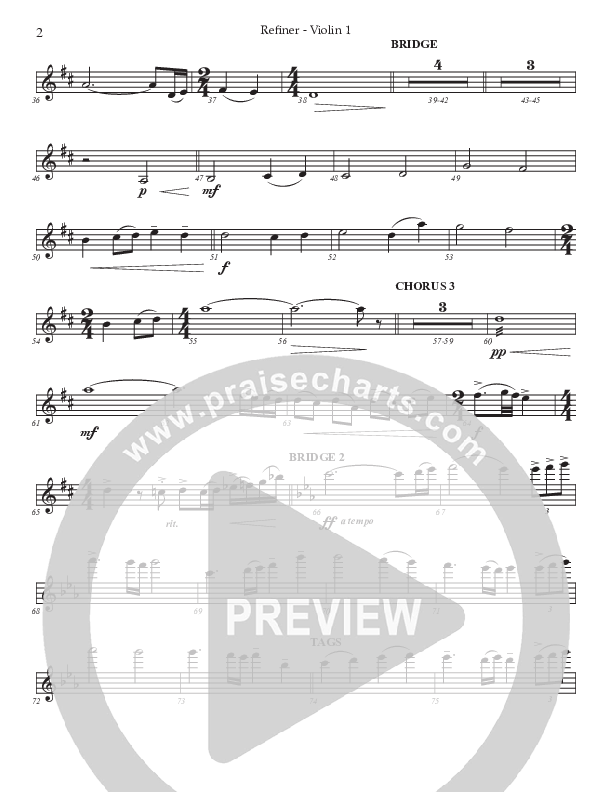 Refiner (Choral Anthem SATB) Violin 1 (Prestonwood Worship / Prestonwood Choir / Arr. Jonathan Walker)