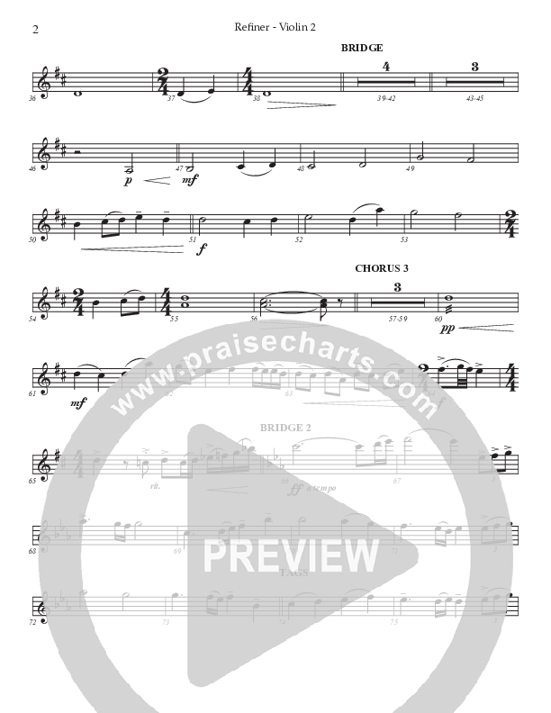 Refiner (Choral Anthem SATB) Violin 2 (Prestonwood Worship / Prestonwood Choir / Arr. Jonathan Walker)