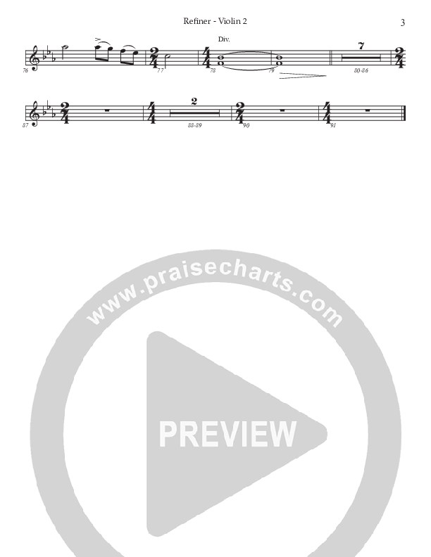 Refiner (Choral Anthem) Violin 2 (Prestonwood Choir / Arr. Jonathan Walker)