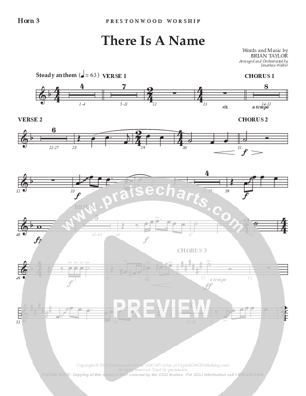 There Is A Name (Choral Anthem SATB) French Horn 3 (Prestonwood Worship / Prestonwood Choir / Arr. Jonathan Walker)
