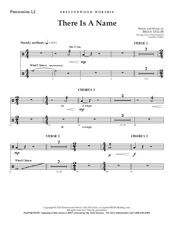 There Is A Name (Choral Anthem SATB) Percussion 1/2 (Prestonwood Worship / Prestonwood Choir / Arr. Jonathan Walker)