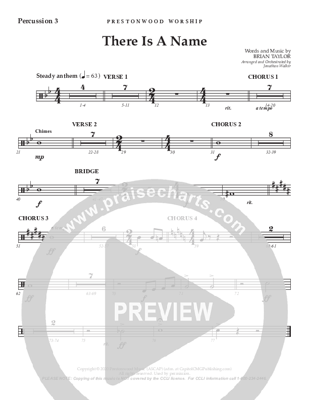 There Is A Name (Choral Anthem SATB) Percussion (Prestonwood Worship / Prestonwood Choir / Arr. Jonathan Walker)