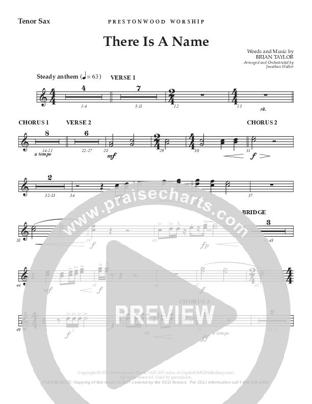 There Is A Name (Choral Anthem SATB) Tenor Sax 2 (Prestonwood Worship / Prestonwood Choir / Arr. Jonathan Walker)