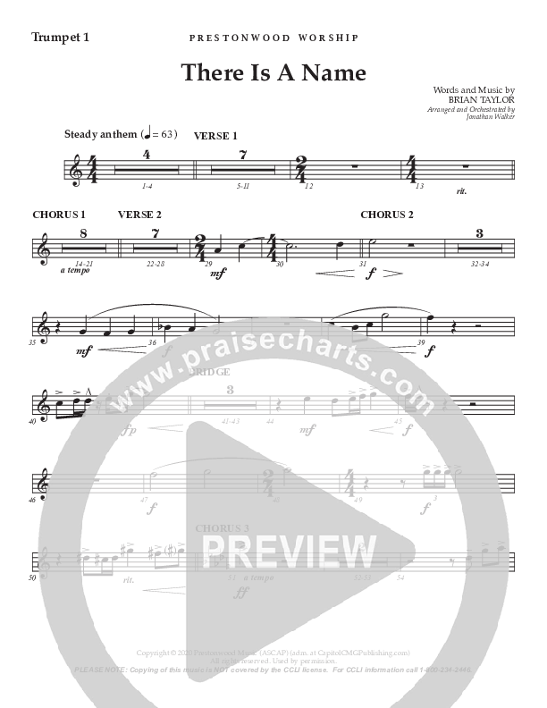 There Is A Name (Choral Anthem SATB) Trumpet 1 (Prestonwood Worship / Prestonwood Choir / Arr. Jonathan Walker)