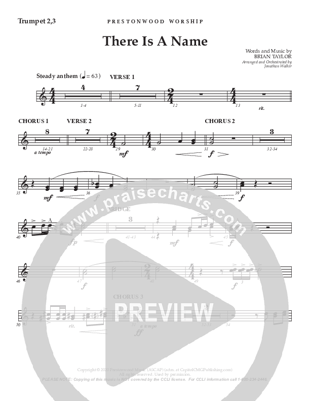 There Is A Name (Choral Anthem SATB) Trumpet 2/3 (Prestonwood Worship / Prestonwood Choir / Arr. Jonathan Walker)