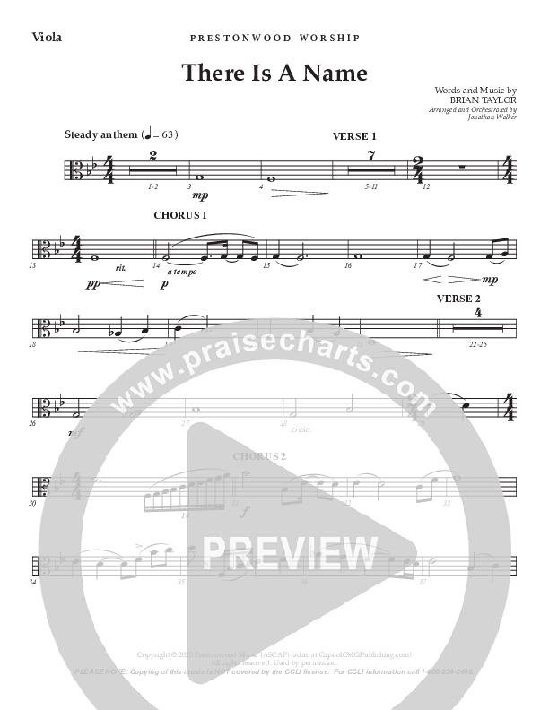 There Is A Name (Choral Anthem SATB) Viola (Prestonwood Worship / Prestonwood Choir / Arr. Jonathan Walker)