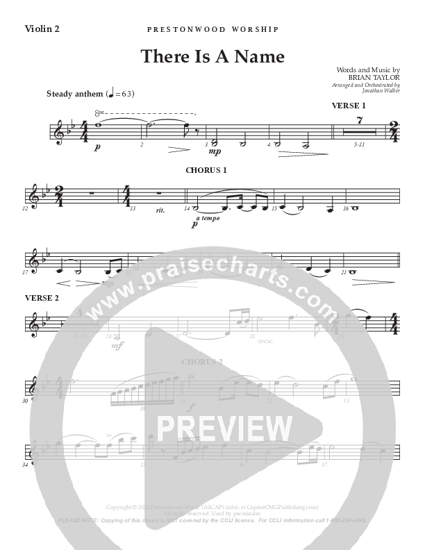 There Is A Name (Choral Anthem SATB) Violin 2 (Prestonwood Worship / Prestonwood Choir / Arr. Jonathan Walker)