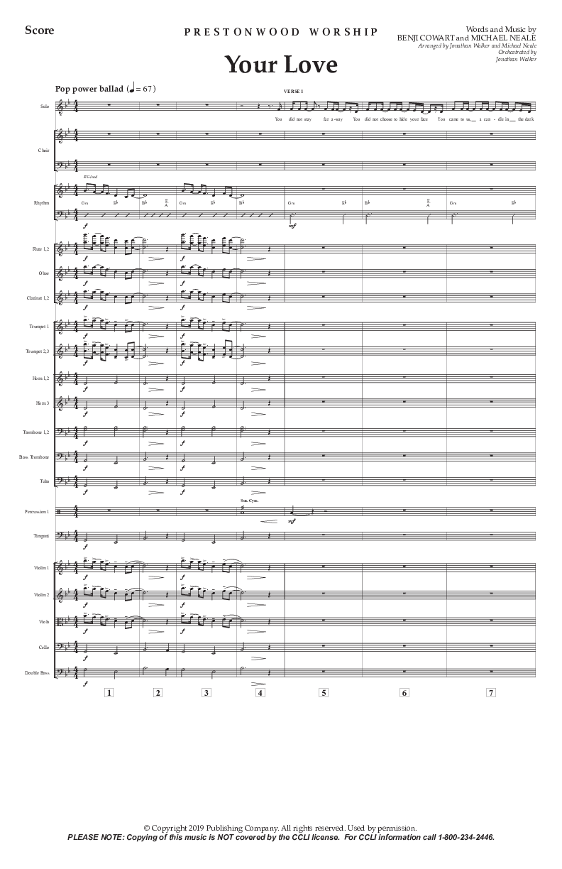 Your Love (Choral Anthem SATB) Orchestration (Prestonwood Choir / Prestonwood Worship / Arr. Jonathan Walker / Orch. Michael Neale)