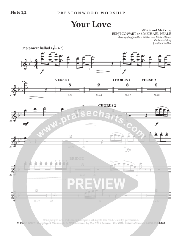 Your Love (Choral Anthem SATB) Flute 1/2 (Prestonwood Worship / Prestonwood Choir / Arr. Jonathan Walker / Orch. Michael Neale)