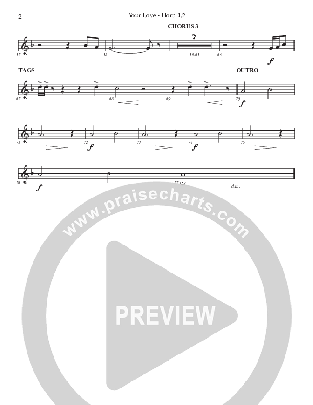 Your Love (Choral Anthem SATB) French Horn 1/2 (Prestonwood Choir / Prestonwood Worship / Arr. Jonathan Walker / Orch. Michael Neale)