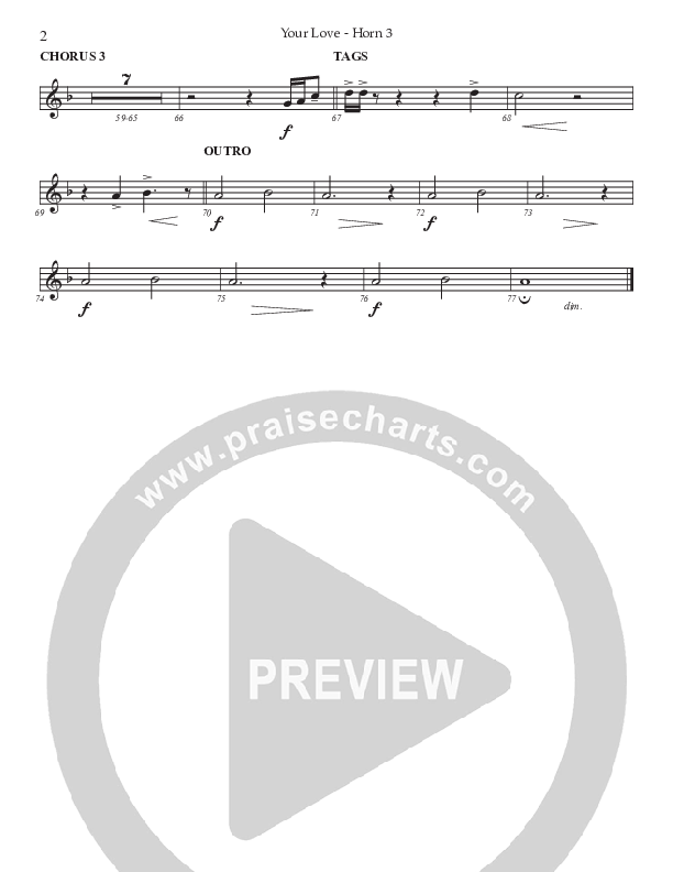 Your Love (Choral Anthem SATB) French Horn 3 (Prestonwood Worship / Prestonwood Choir / Arr. Jonathan Walker / Orch. Michael Neale)