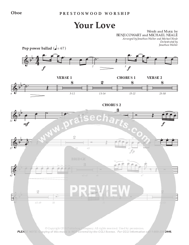 Your Love (Choral Anthem SATB) Oboe (Prestonwood Worship / Prestonwood Choir / Arr. Jonathan Walker / Orch. Michael Neale)