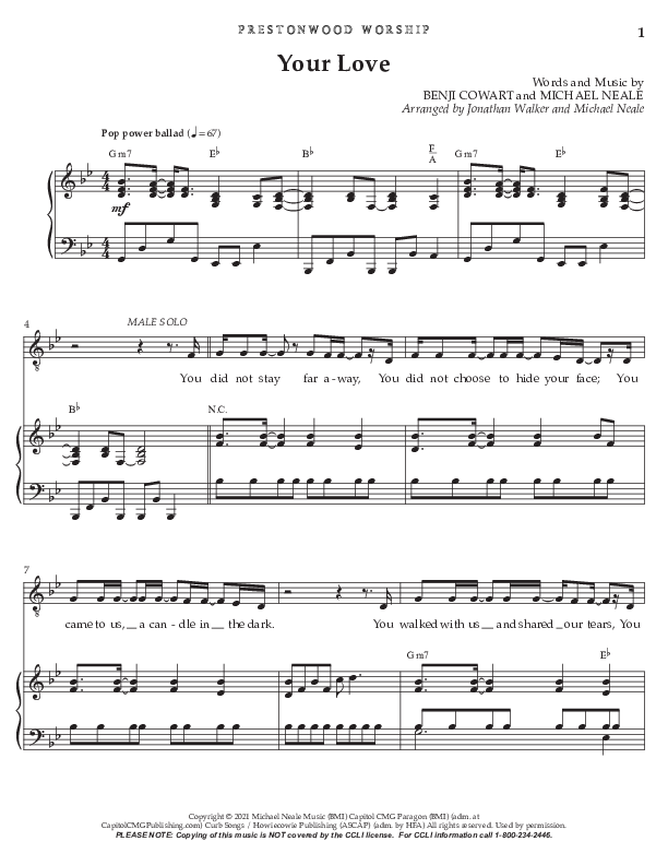 Your Love (Choral Anthem SATB) Octavo (Vocals & Piano) (Prestonwood Choir / Prestonwood Worship / Arr. Jonathan Walker / Orch. Michael Neale)