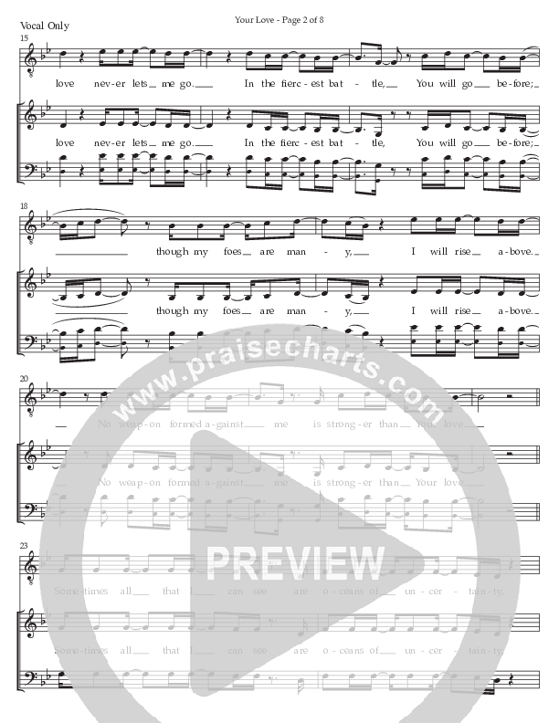 Your Love (Choral Anthem SATB) Piano Sheet (Prestonwood Worship / Prestonwood Choir / Arr. Jonathan Walker / Orch. Michael Neale)