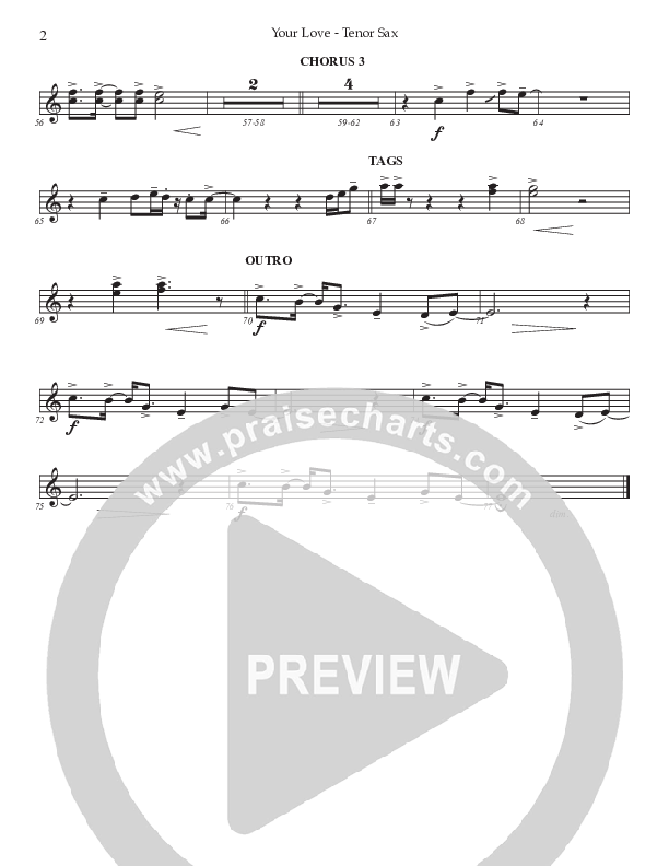 Your Love (Choral Anthem SATB) Tenor Sax 2 (Prestonwood Worship / Prestonwood Choir / Arr. Jonathan Walker / Orch. Michael Neale)