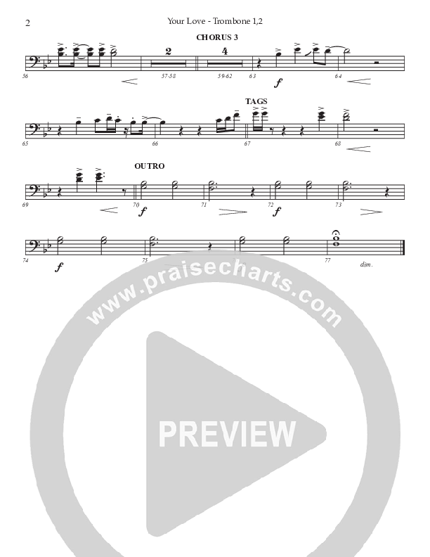 Your Love (Choral Anthem SATB) Trombone 1/2 (Prestonwood Choir / Prestonwood Worship / Arr. Jonathan Walker / Orch. Michael Neale)