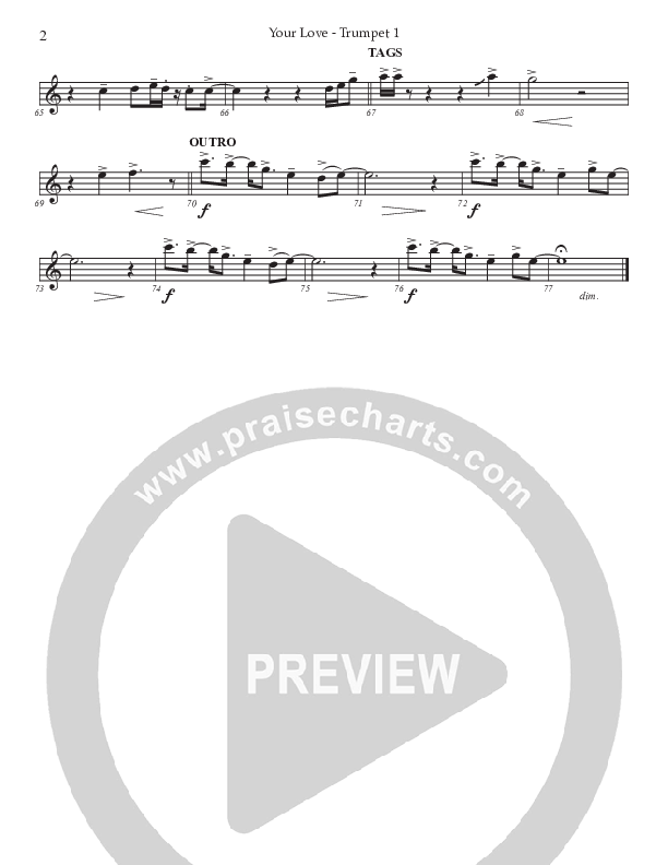 Your Love (Choral Anthem SATB) Trumpet 1 (Prestonwood Worship / Prestonwood Choir / Arr. Jonathan Walker / Orch. Michael Neale)