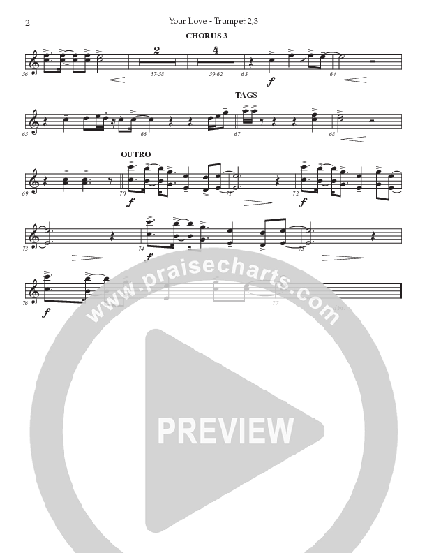 Your Love (Choral Anthem SATB) Trumpet 2/3 (Prestonwood Choir / Prestonwood Worship / Arr. Jonathan Walker / Orch. Michael Neale)