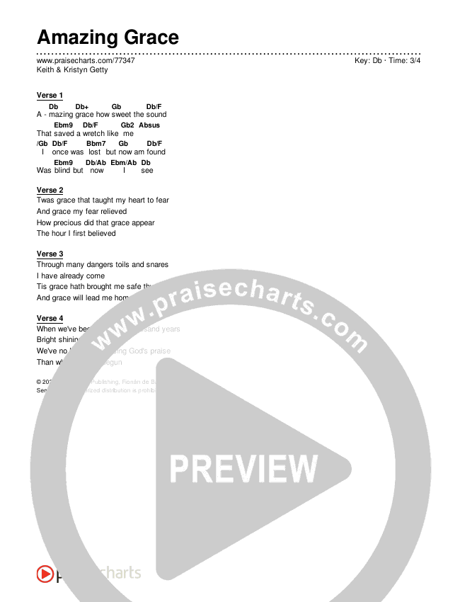 Amazing Grace Chords & Lyrics (Keith & Kristyn Getty)