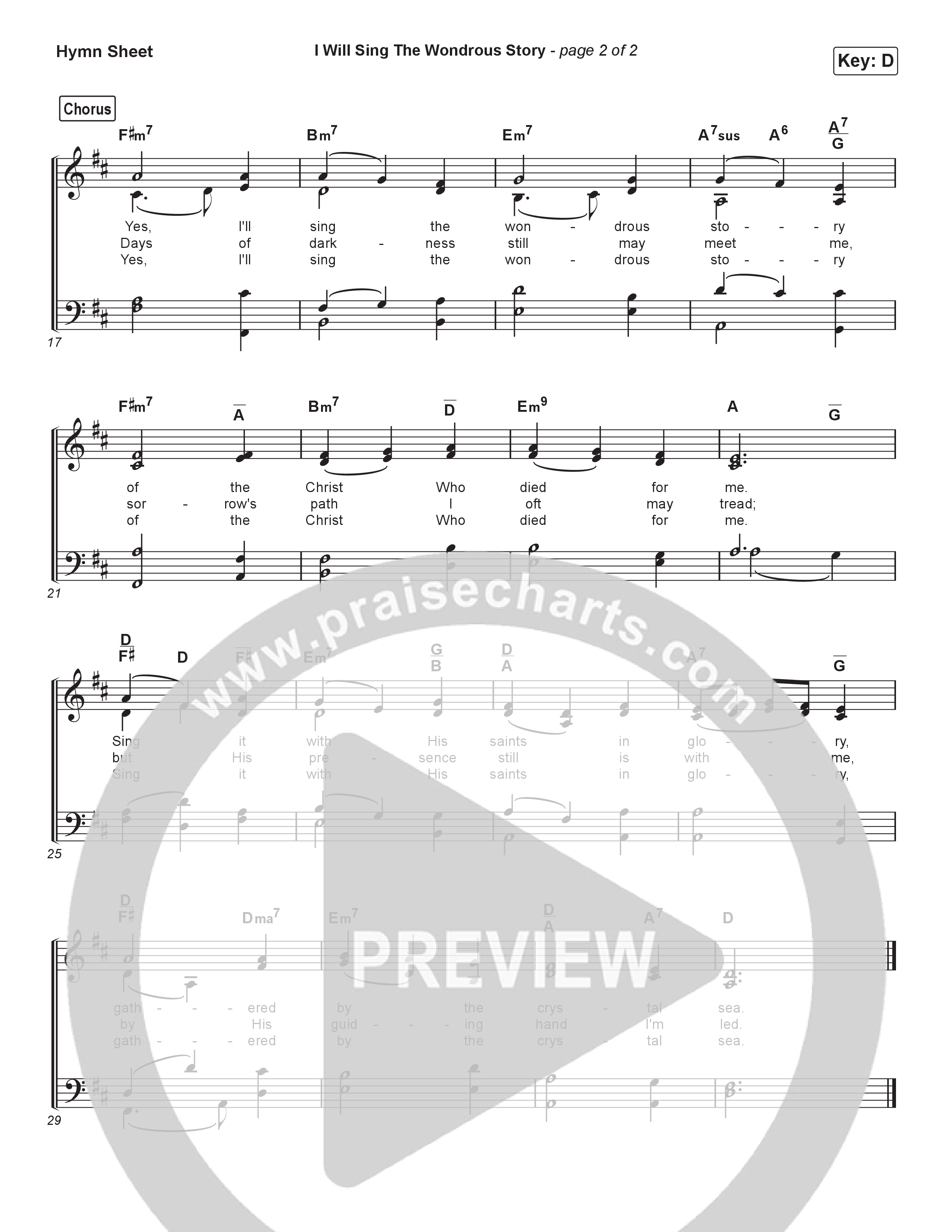 I Will Sing The Wondrous Story Hymn Sheet (Keith & Kristyn Getty)