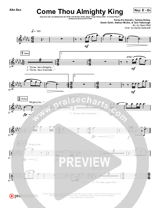 Come Thou Almighty King Sax Pack (Keith & Kristyn Getty)