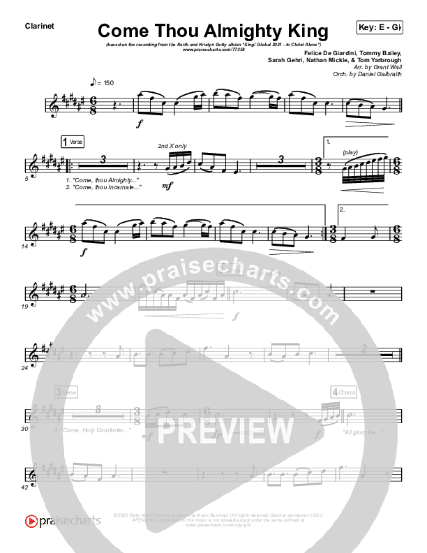 Come Thou Almighty King Clarinet (Keith & Kristyn Getty)