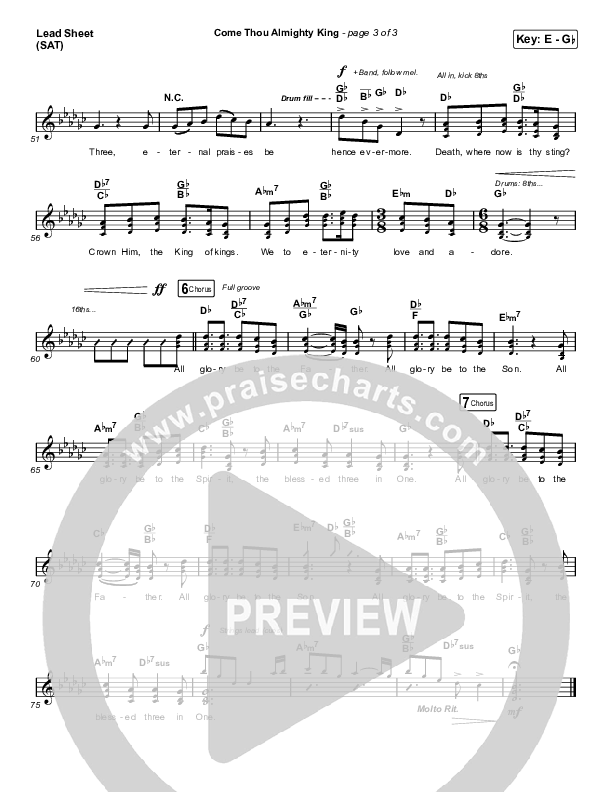 Come Thou Almighty King Lead Sheet (SAT) (Keith & Kristyn Getty)