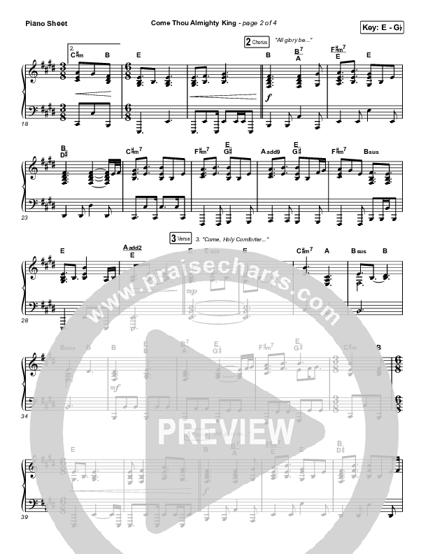 Come Thou Almighty King Piano Sheet (Keith & Kristyn Getty)