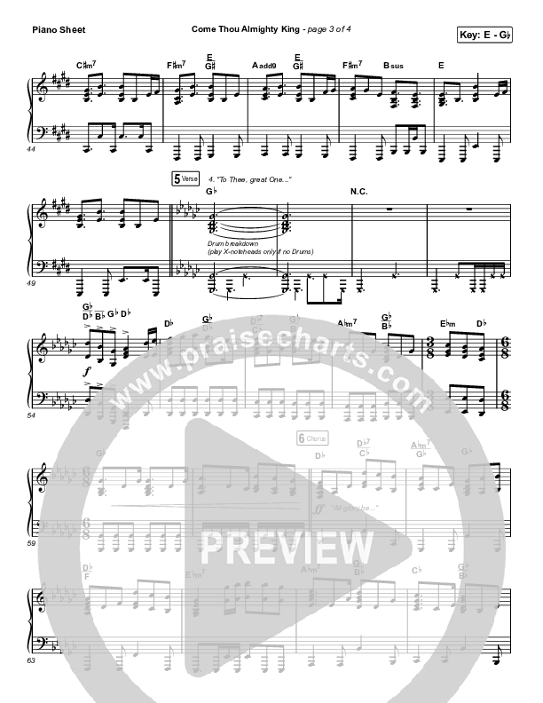 Come Thou Almighty King Piano Sheet (Keith & Kristyn Getty)