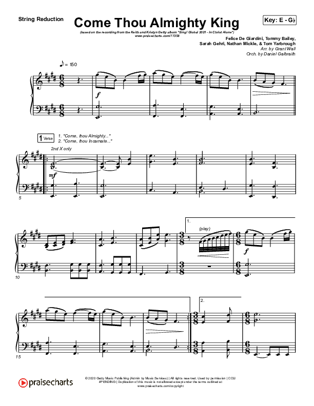 Come Thou Almighty King String Reduction (Keith & Kristyn Getty)