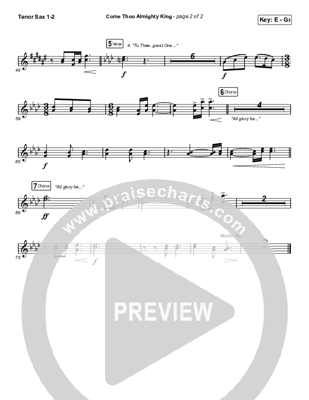 Come Thou Almighty King Tenor Sax 1/2 (Keith & Kristyn Getty)