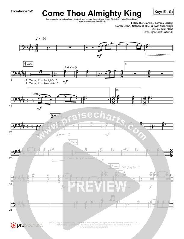 Come Thou Almighty King Trombone 1/2 (Keith & Kristyn Getty)