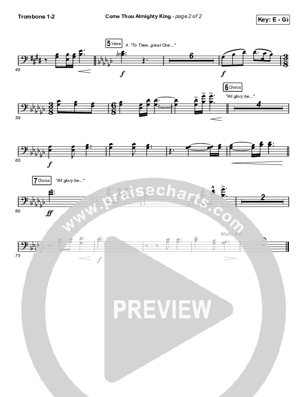 Come Thou Almighty King Trombone 1/2 (Keith & Kristyn Getty)