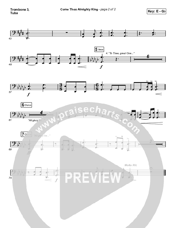 Come Thou Almighty King Trombone 3/Tuba (Keith & Kristyn Getty)