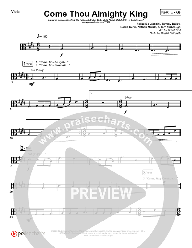 Come Thou Almighty King String Pack (Keith & Kristyn Getty)