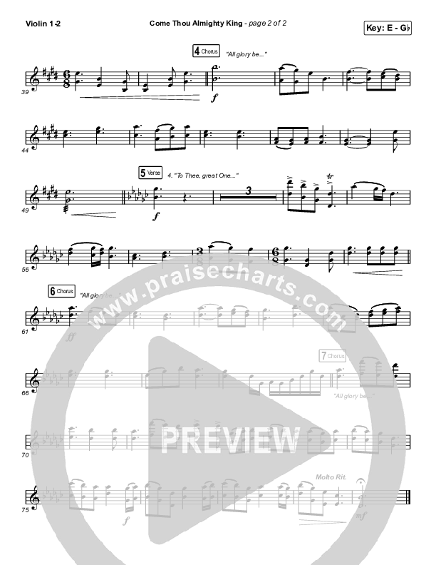 Come Thou Almighty King Violin 1/2 (Keith & Kristyn Getty)