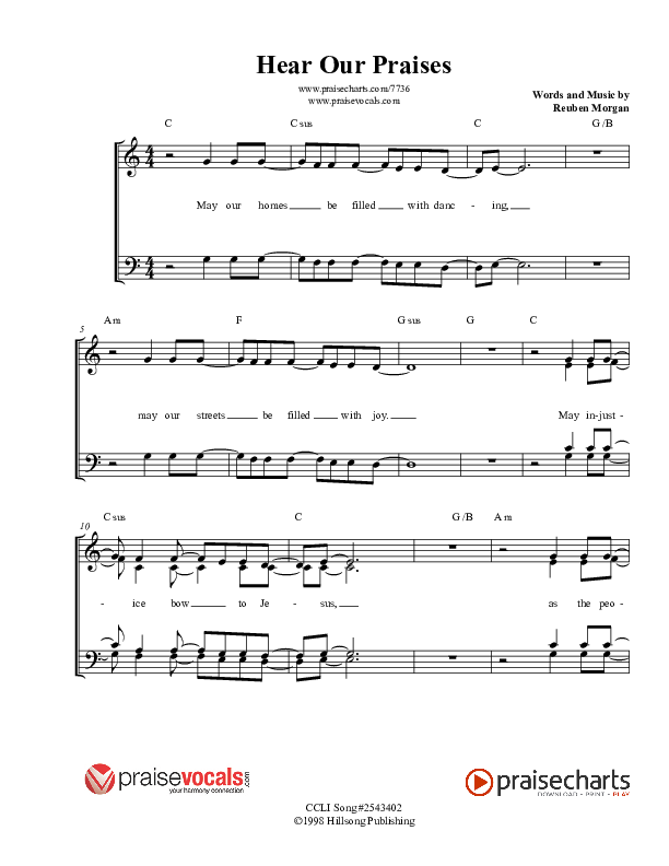 Hear Our Praises Lead Sheet (PraiseVocals)
