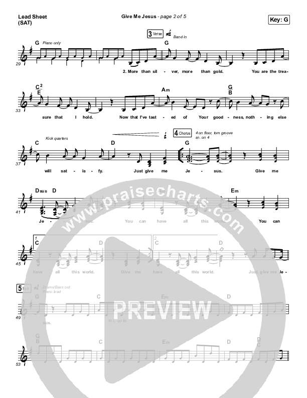 Give Me Jesus Lead Sheet (SAT) (UPPERROOM / Abbie Gamboa)