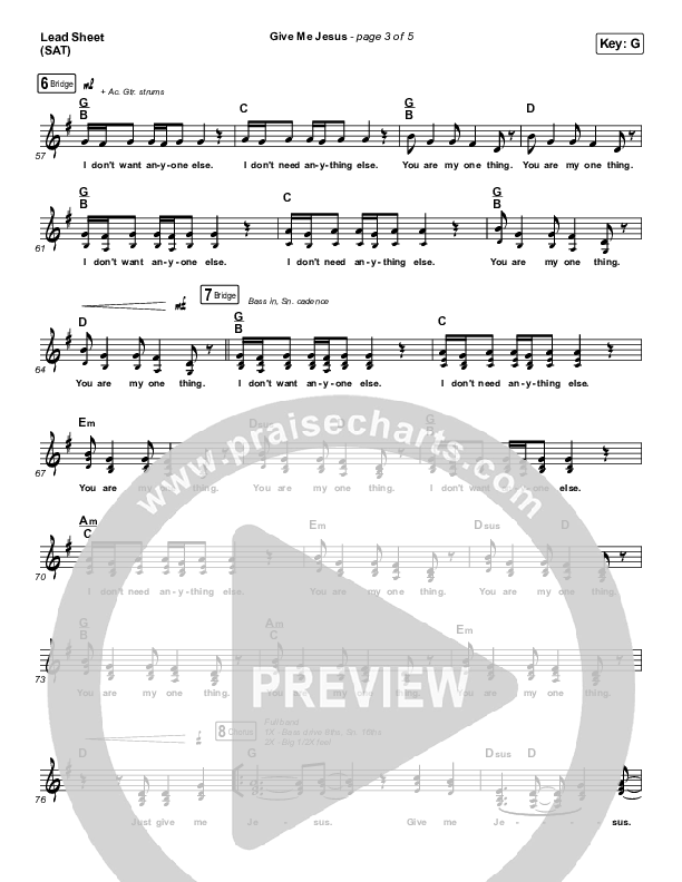 Give Me Jesus Lead Sheet (SAT) (UPPERROOM / Abbie Gamboa)