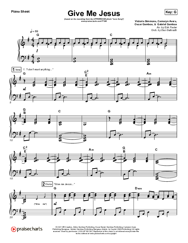 Give Me Jesus Piano Sheet (UPPERROOM / Abbie Gamboa)