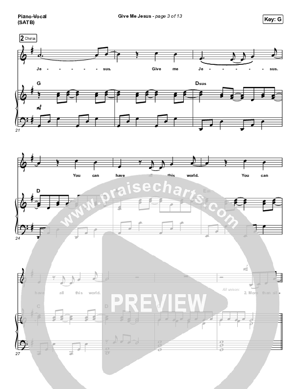 Give Me Jesus Piano/Vocal (SATB) (UPPERROOM / Abbie Gamboa)