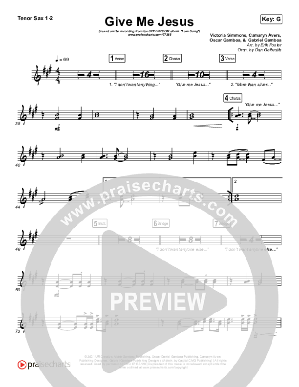Give Me Jesus Tenor Sax 1/2 (UPPERROOM / Abbie Gamboa)