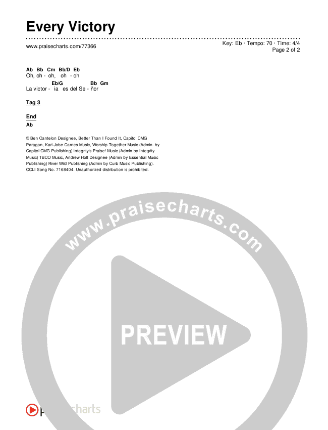 La Victoria (Every Victory) Chords & Lyrics (The Belonging Co / Danny Gokey)